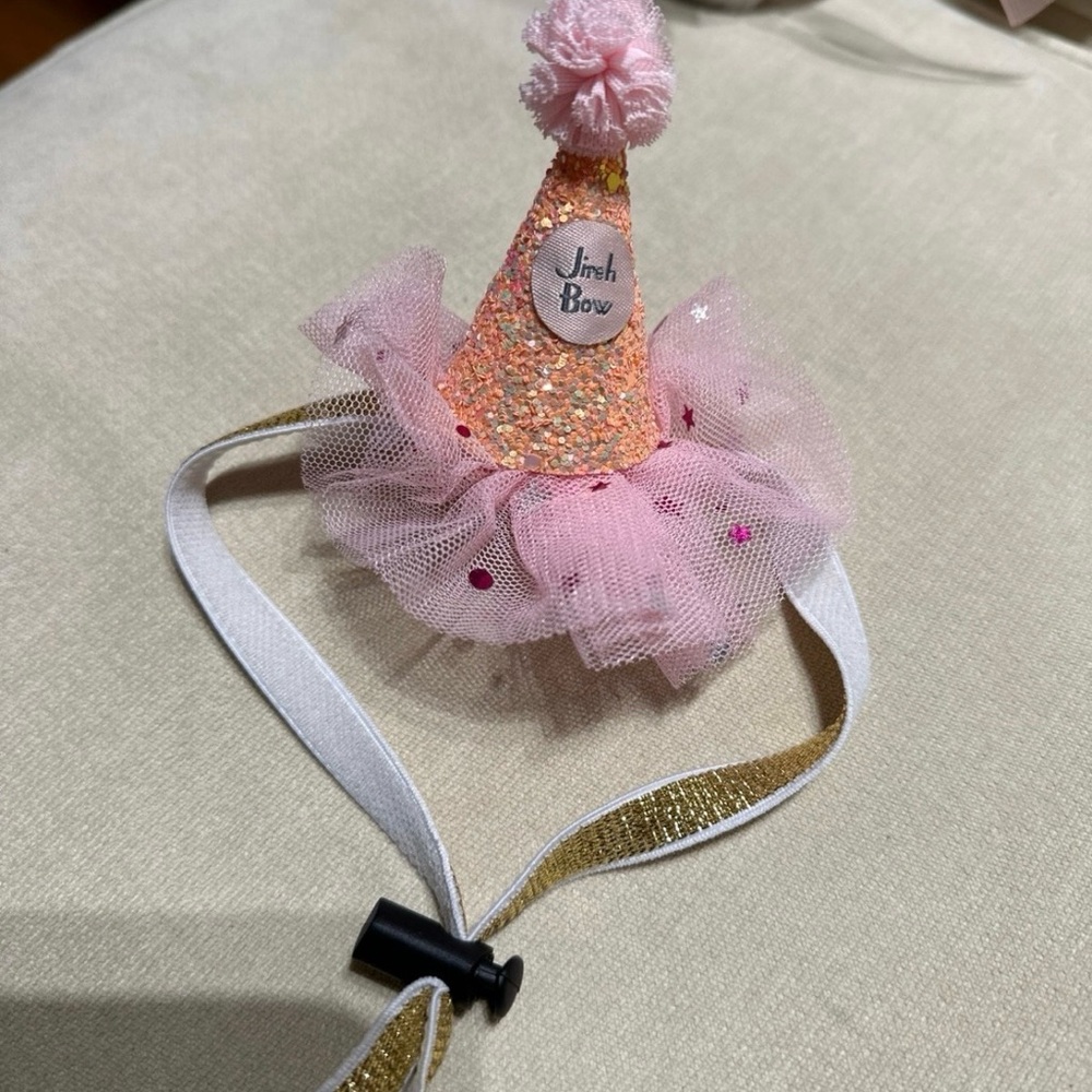Pink and Gold Cat Party Hat